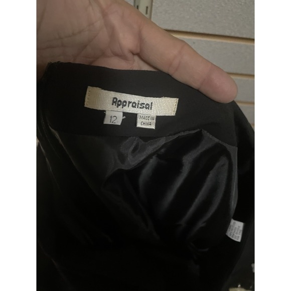 Appraisal Women's Sz 12  Mid Calf Black Skirt A-line‎ Lined Slit Business Casual - Picture 5 of 7